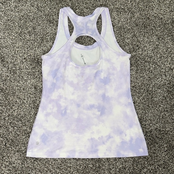 Athleta Nitro Printed Tank Top Womens Purple Tie Dye Racerback Logo Pullover - Picture 5 of 5